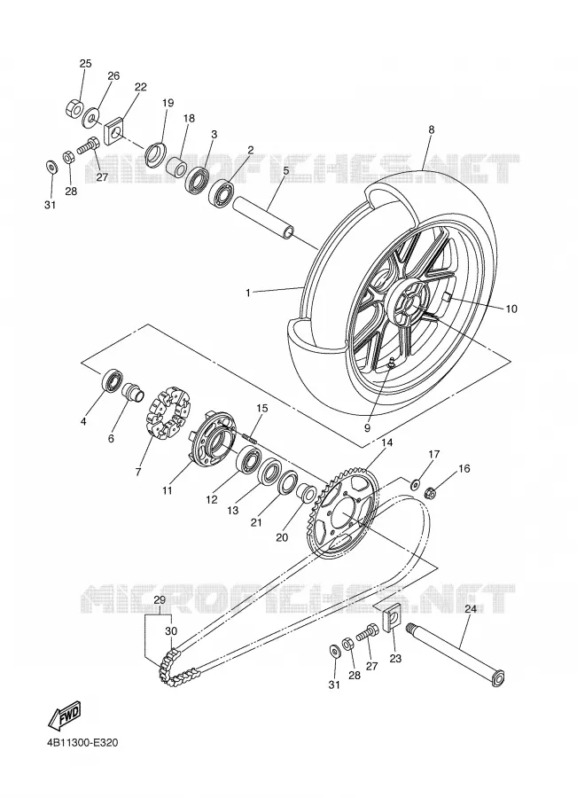 ROUE ARRIERE Yamaha MOTO 1000 2006 R1  YZF-R1S