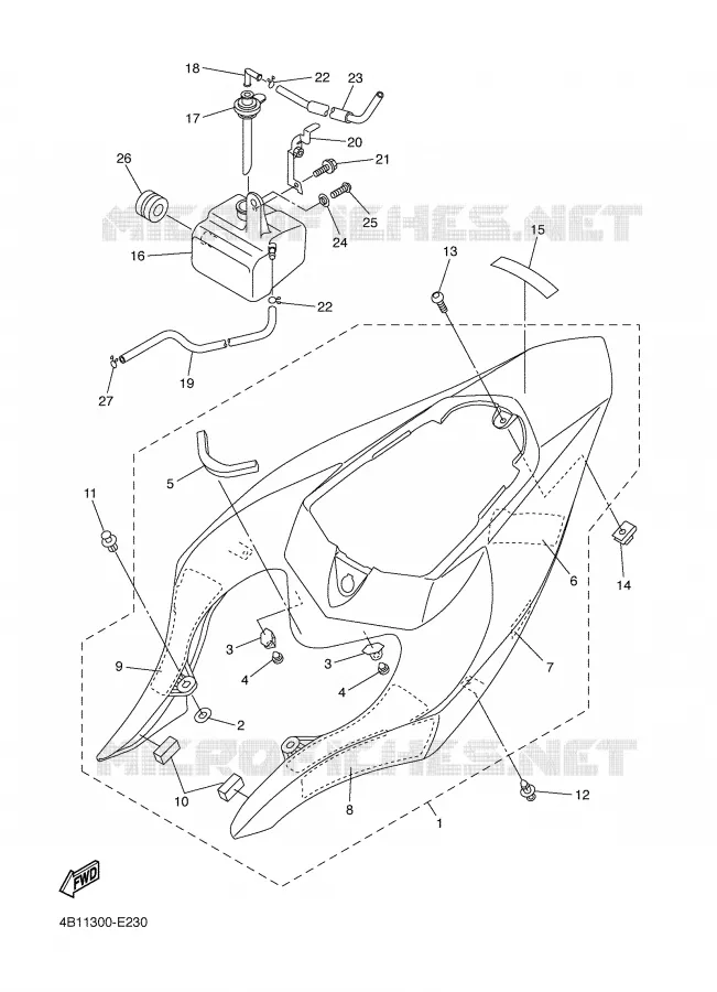 COUVERCLE LATERAL Yamaha MOTO 1000 2006 R1  YZF-R1SV