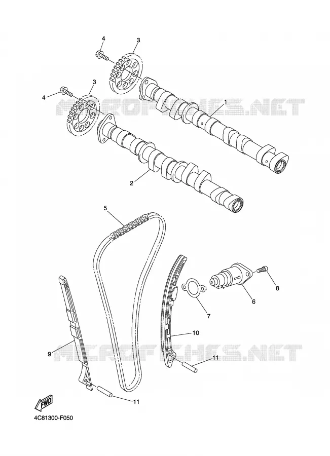 ARBRE A CAMES / CHAINE DE DISTRIBUTION Yamaha MOTO 1000 2007 R1  YZF-R1W