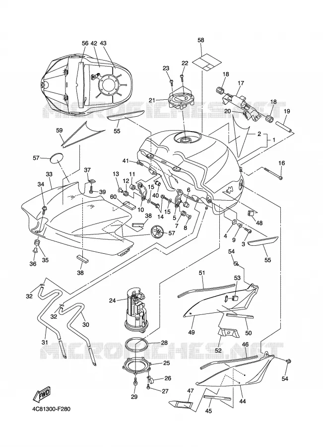 RESERVOIR A ESSENCE Yamaha MOTO 1000 2007 R1  YZF-R1W