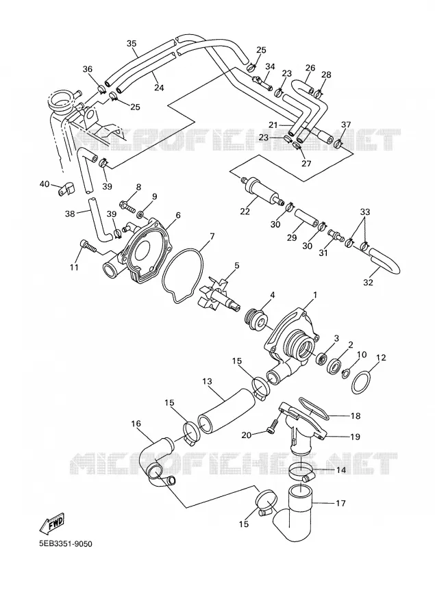POMPE A EAU / DURITES Yamaha MOTO 600 1999 R6  YZF-R6