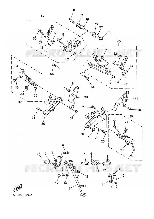 SUPPORT / REPOSE PIEDS Yamaha MOTO 600 1999 R6  YZF-R6