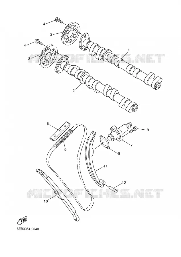 ARBRE A CAMES / CHAINE DE DISTRIBUTION Yamaha MOTO 600 2000 R6  YZF-R6