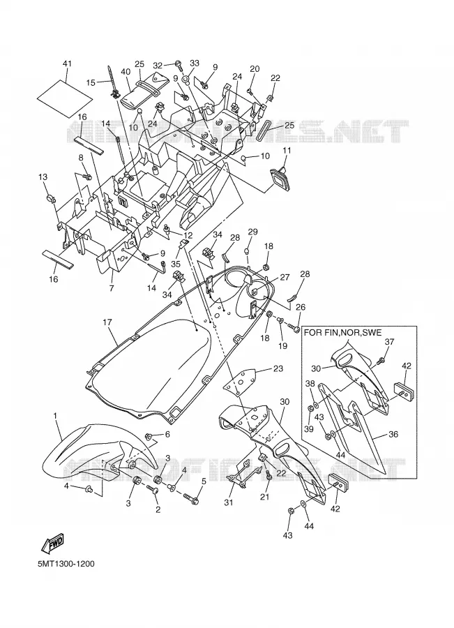 GARDE BOUE Yamaha MOTO 600 2001 R6  YZF-R6