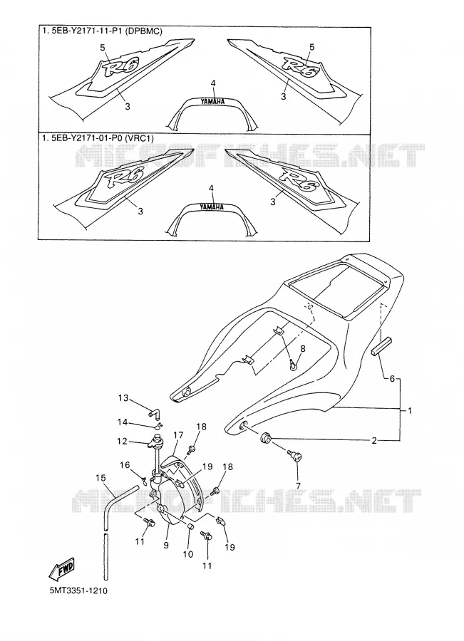 COUVERCLE LATERAL Yamaha MOTO 600 2001 R6  YZF-R6