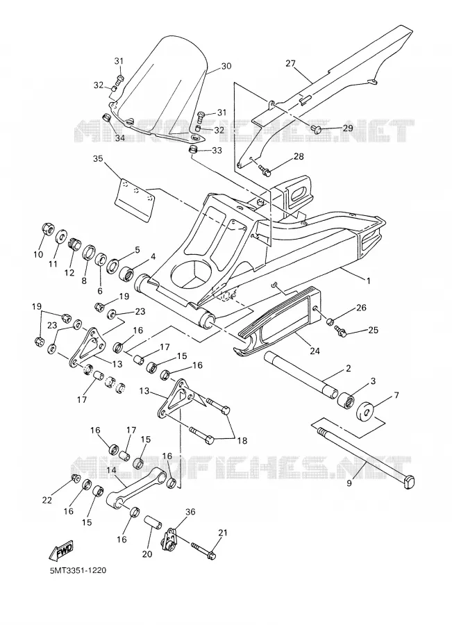 BRAS ARRIERE Yamaha MOTO 600 2001 R6  YZF-R6