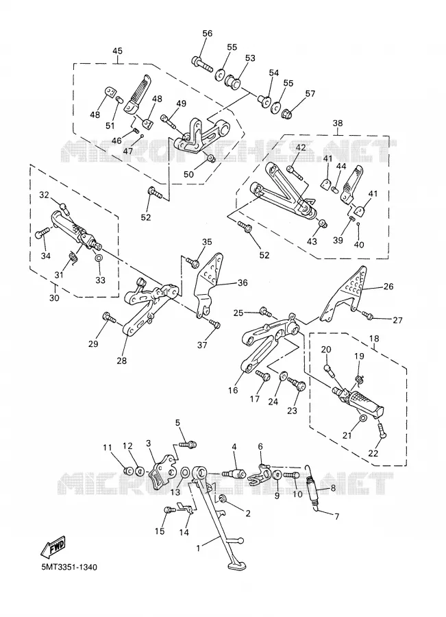 SUPPORT / REPOSE PIEDS Yamaha MOTO 600 2001 R6  YZF-R6