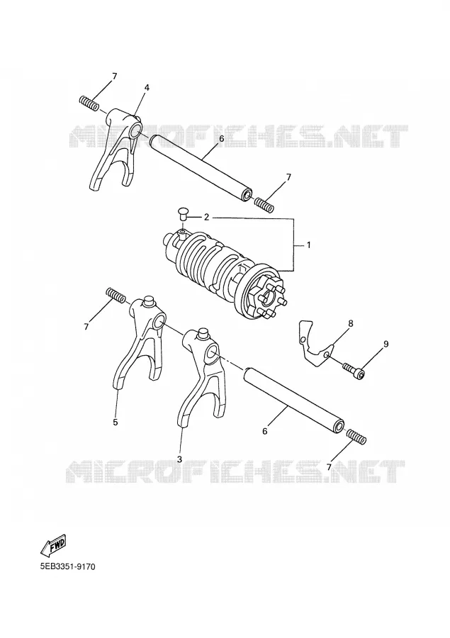 BARILLET DE SELECTION / FOURCHETTES Yamaha MOTO 600 2002 R6  YZF-R6