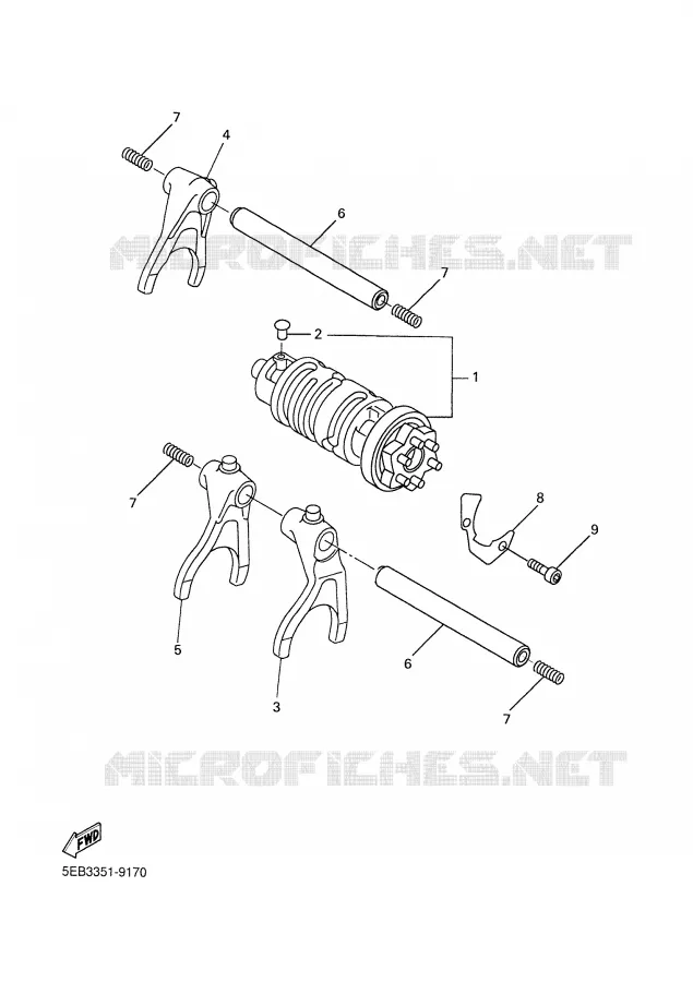 BARILLET DE SELECTION / FOURCHETTES Yamaha MOTO 600 2002 R6  YZF-R6