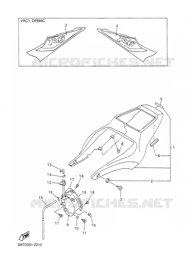 COUVERCLE LATERAL Yamaha MOTO 600 2002 R6  YZF-R6