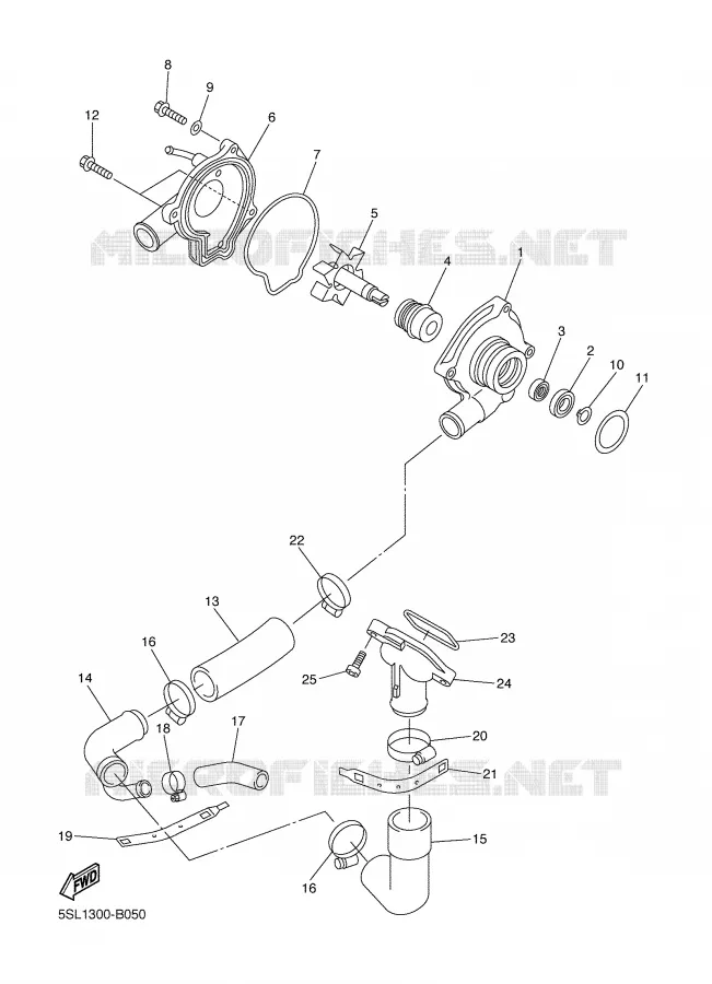 POMPE A EAU / DURITES Yamaha MOTO 600 2003 R6  YZF-R6