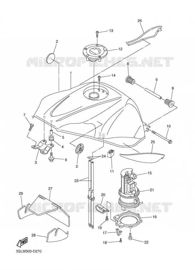 RESERVOIR A ESSENCE Yamaha MOTO 600 2005 R6  YZF-R6