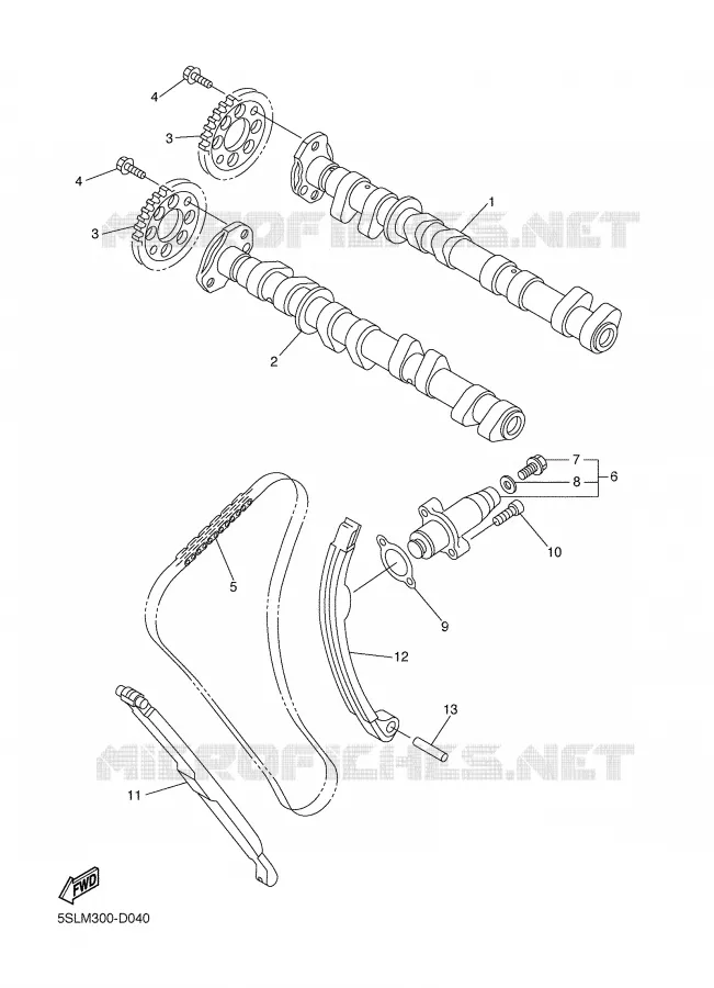 ARBRE A CAMES / CHAINE DE DISTRIBUTION Yamaha MOTO 600 2005 R6  YZF-R6
