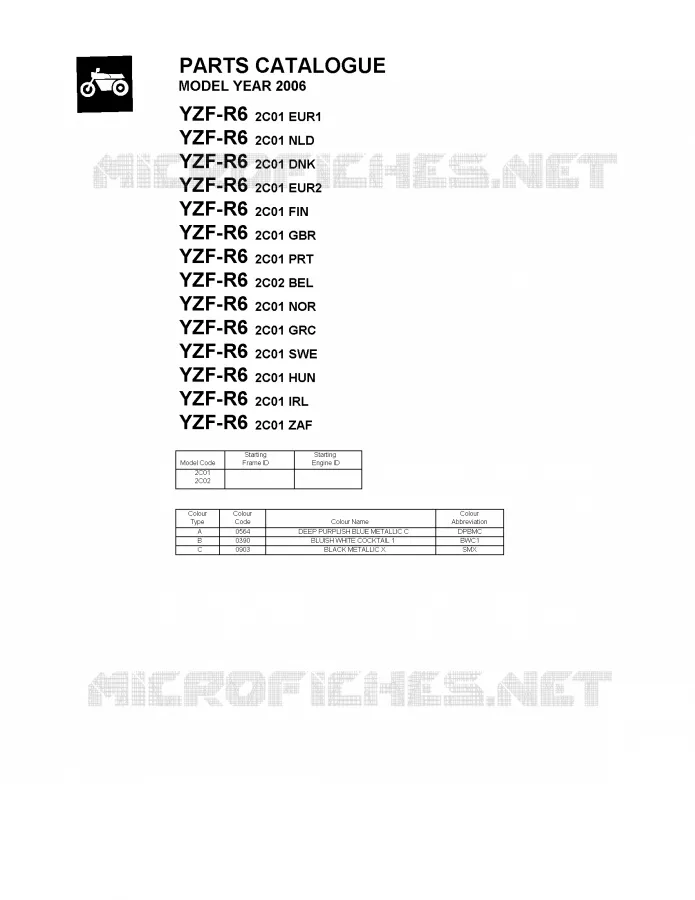 * CATALOG PREFACE * Yamaha MOTO 600 2006 R6  YZF-R6