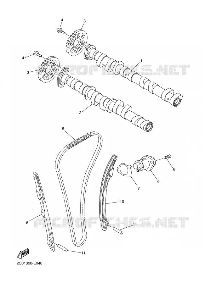 ARBRE A CAMES / CHAINE DE DISTRIBUTION Yamaha MOTO 600 2007 R6  YZF-R6