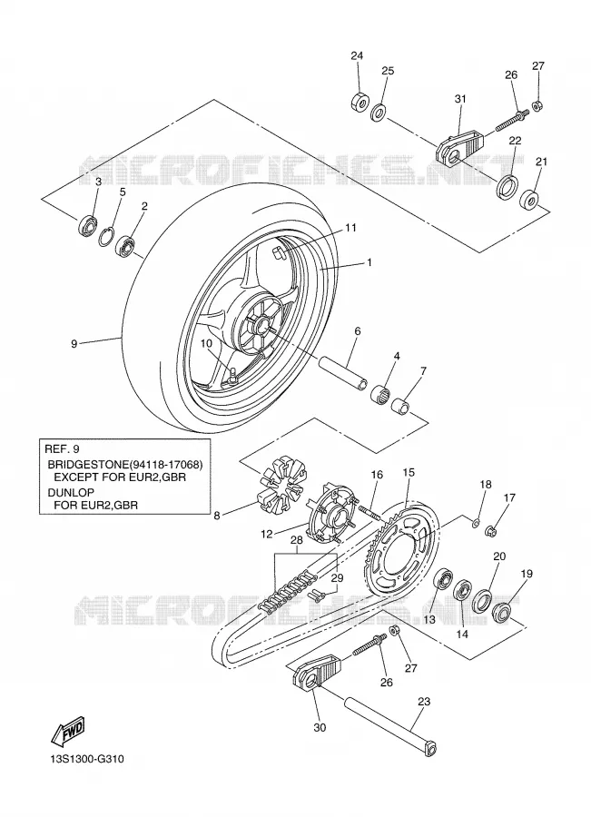 ROUE ARRIERE Yamaha MOTO 600 2008 R6  YZF-R6