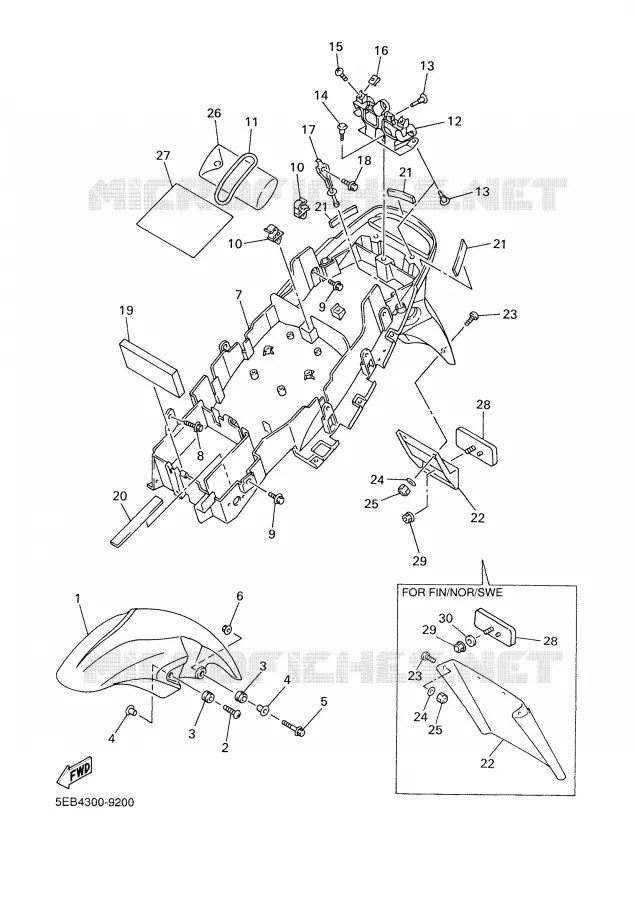 GARDE BOUE Yamaha MOTO 600 2000 R6  YZF-R6L