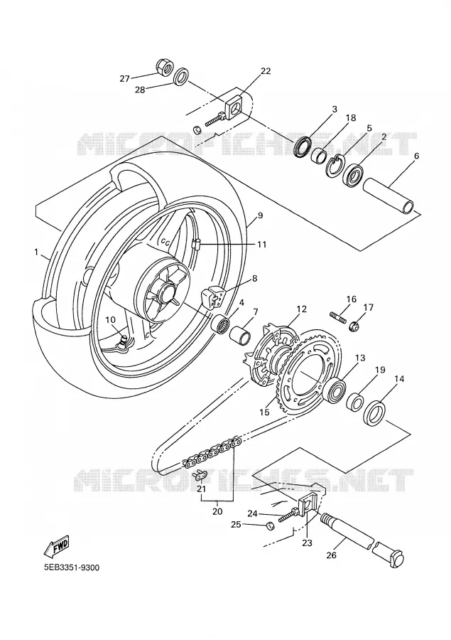 ROUE ARRIERE Yamaha MOTO 600 2000 R6  YZF-R6M