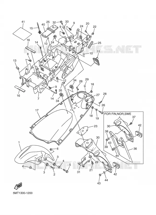 GARDE BOUE Yamaha MOTO 600 2001 R6  YZF-R6N