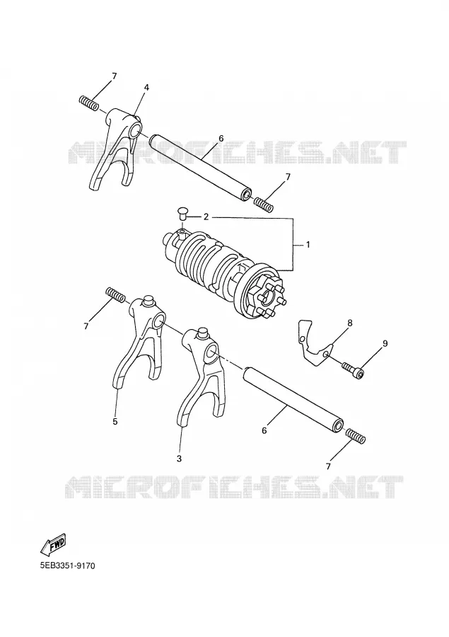 BARILLET DE SELECTION / FOURCHETTES Yamaha MOTO 600 2002 R6  YZF-R6P