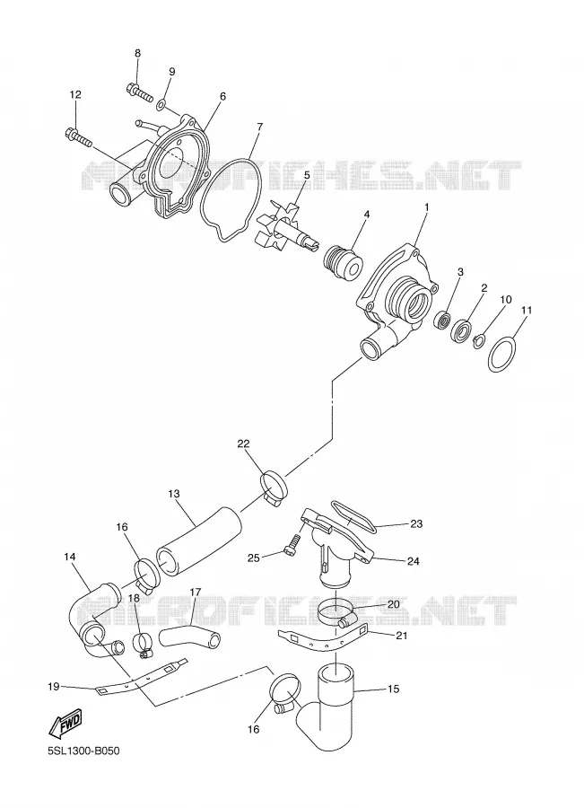 POMPE A EAU / DURITES Yamaha MOTO 600 2005 R6  YZF-R6T