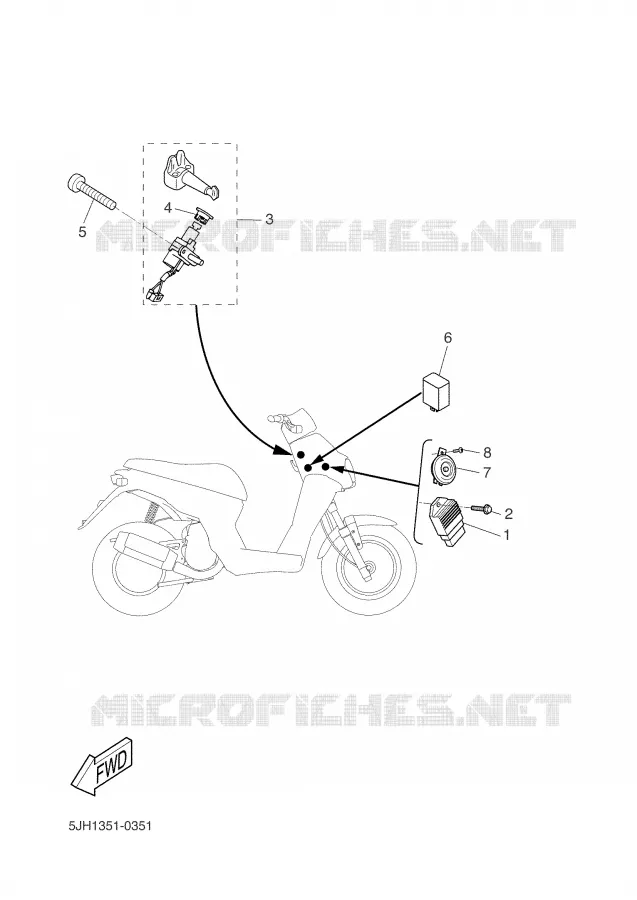 PARTIE ELECTRIQUE 1 Yamaha SCOOTER 50 2006 SLIDER  EW50N