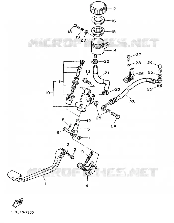 MAITRE CYLINDRE DE FREIN ARRIERE Yamaha MOTO 1200 1987 FJ  FJ1200U