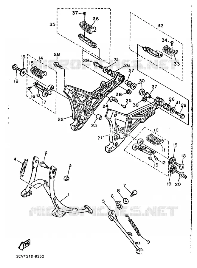 SUPPORT / REPOSE PIEDS Yamaha MOTO 1200 1988 FJ  FJ1200