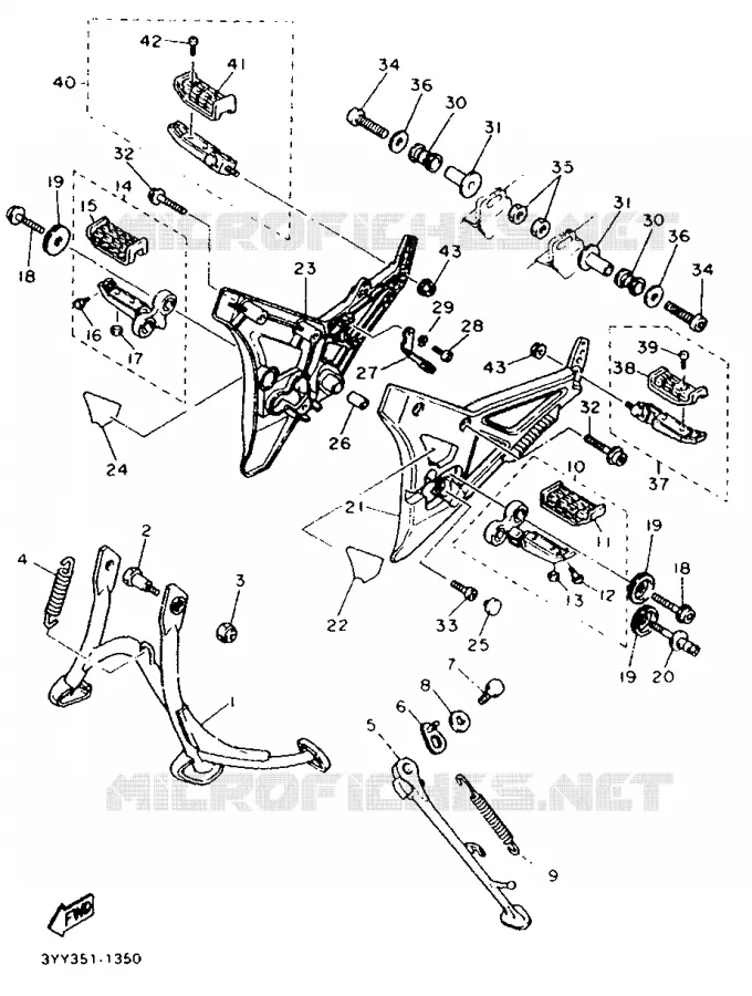 SUPPORT / REPOSE PIEDS Yamaha MOTO 1200 1991 FJ  FJ1200