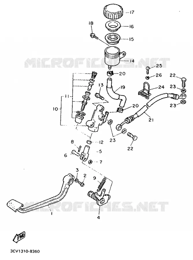 MAITRE CYLINDRE DE FREIN ARRIERE Yamaha MOTO 1200 1991 FJ  FJ1200