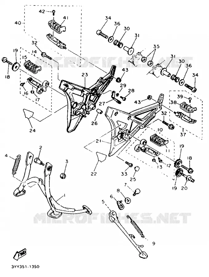 SUPPORT / REPOSE PIEDS Yamaha MOTO 1200 1992 FJ  FJ1200