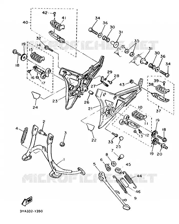 SUPPORT / REPOSE PIEDS Yamaha MOTO 1200 1992 FJ  FJ1200