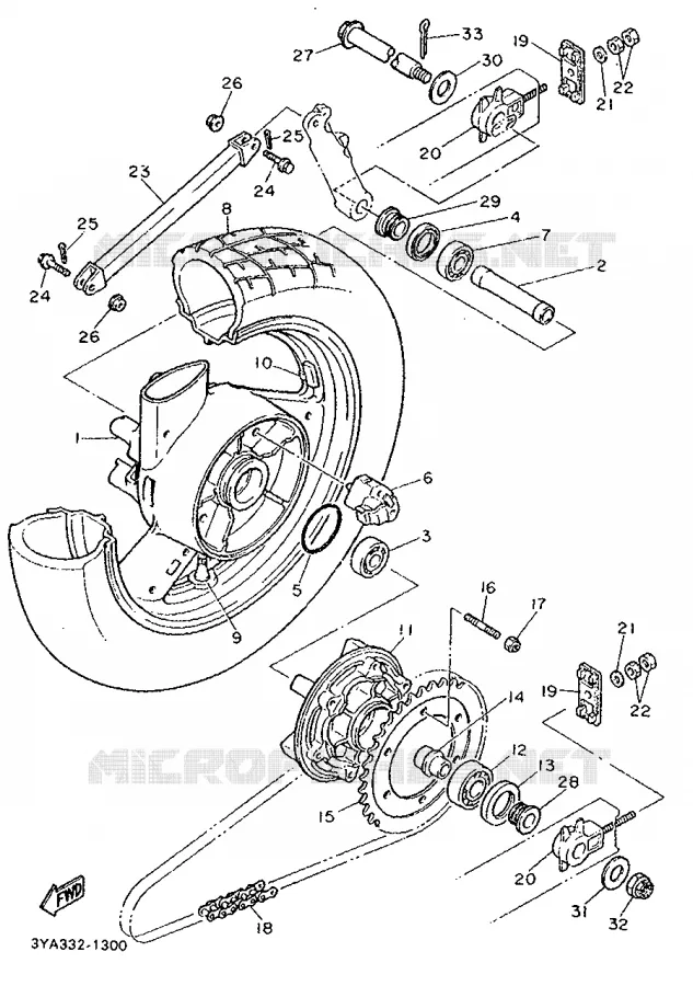 ROUE ARRIERE Yamaha MOTO 1200 1992 FJ  FJ1200