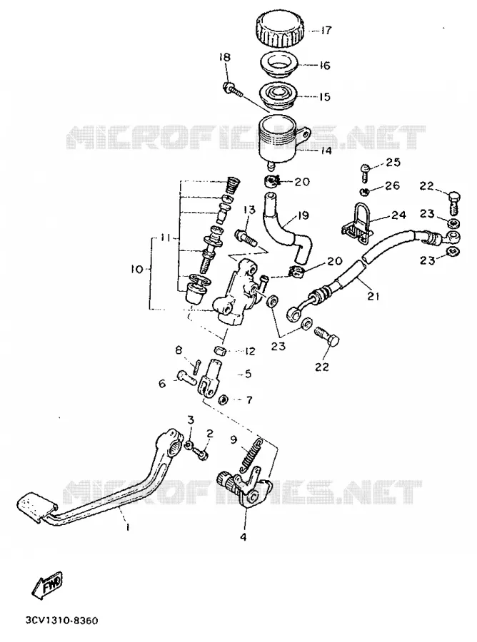 MAITRE CYLINDRE DE FREIN ARRIERE Yamaha MOTO 1200 1993 FJ  FJ1200