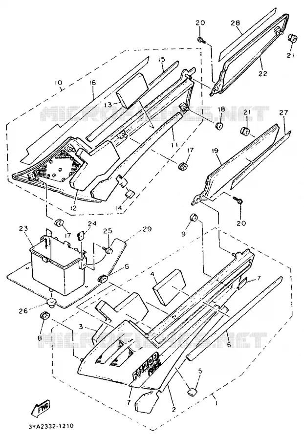 COUVERCLE LATERAL Yamaha MOTO 1200 1991 FJ ABS  FJ1200A
