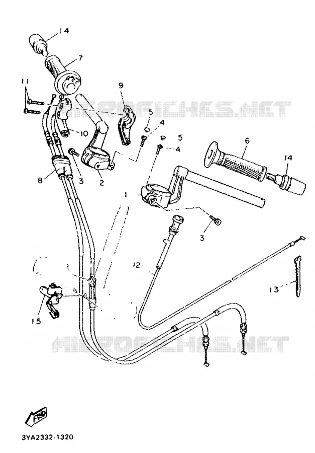 GUIDON ET CABLES Yamaha MOTO 1200 1992 FJ ABS  FJ1200A
