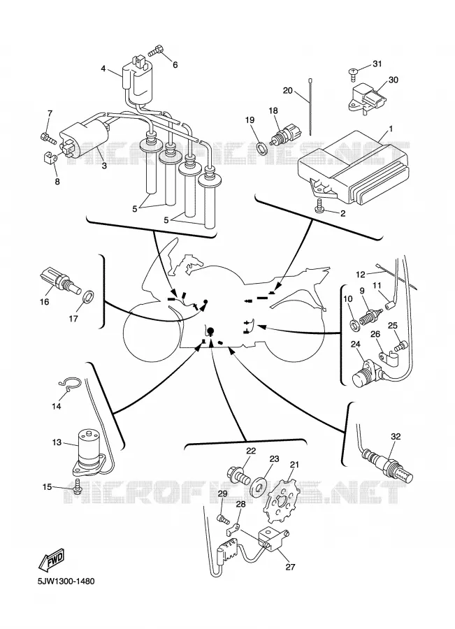 PARTIE ELECTRIQUE 1 Yamaha MOTO 1300 2002 FJR  FJR1300
