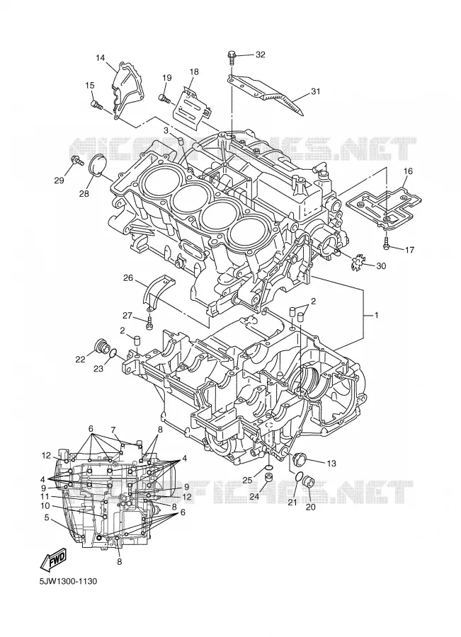 CARTER MOTEUR Yamaha MOTO 1300 2002 FJR  FJR1300