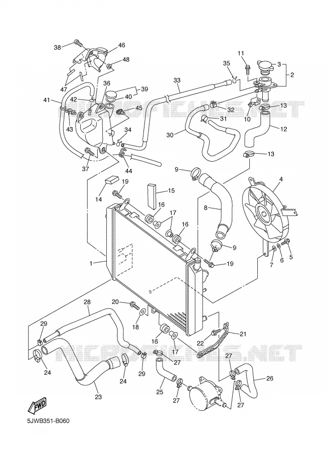 RADIATEUR / DURITES Yamaha MOTO 1300 2003 FJR  FJR1300