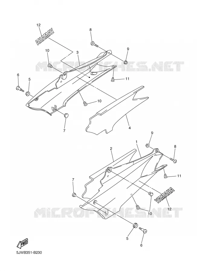 COUVERCLE LATERAL Yamaha MOTO 1300 2003 FJR ABS  FJR1300A