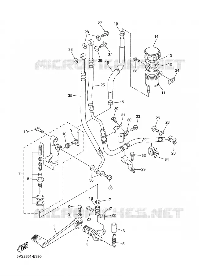 MAITRE CYLINDRE DE FREIN ARRIERE Yamaha MOTO 1300 2003 FJR ABS  FJR1300A