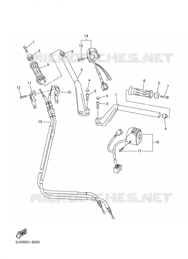 GUIDON ET CABLES Yamaha MOTO 1300 2005 FJR ABS  FJR1300A