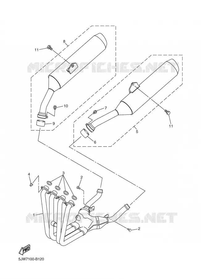 ECHAPPEMENT Yamaha MOTO 1300 2007 FJR ABS  FJR1300A