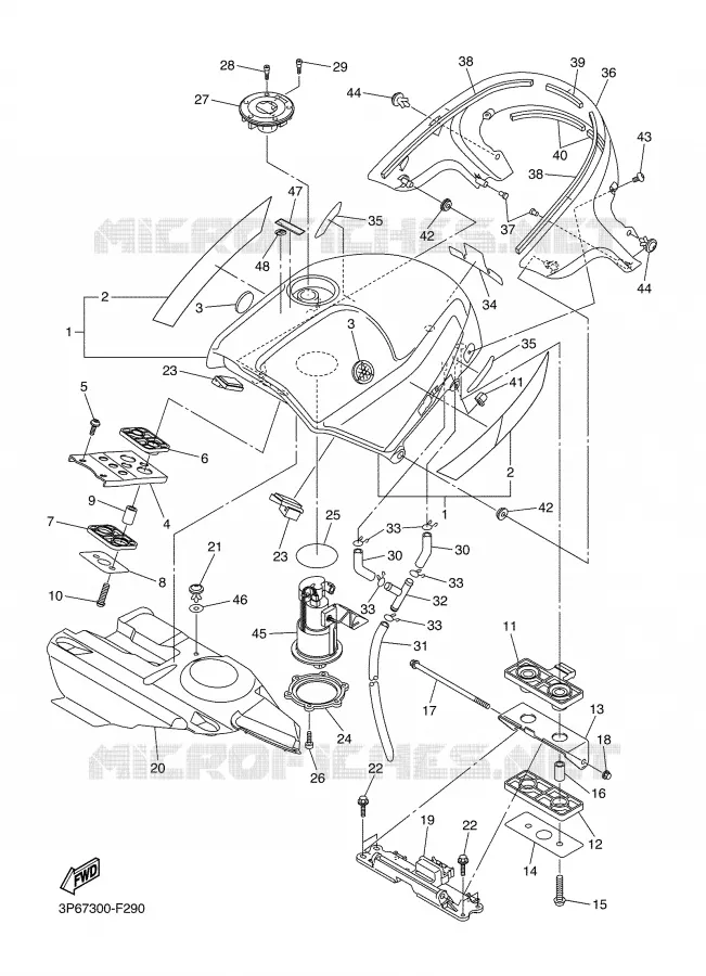 RESERVOIR A ESSENCE Yamaha MOTO 1300 2007 FJR ABS  FJR1300A