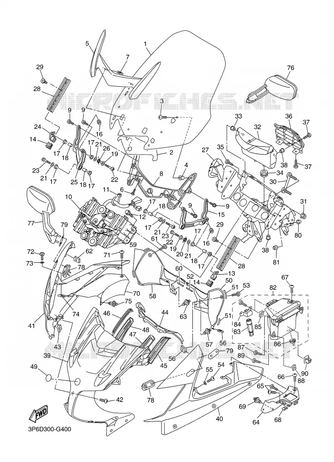 CARENAGES 1  Yamaha MOTO 1300 2008 FJR ABS  FJR1300A