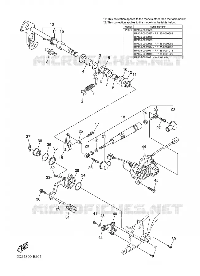 AXE DE SELECTEUR / PEDALE Yamaha MOTO 1300 2006 FJR AS ABS  FJR1300AS
