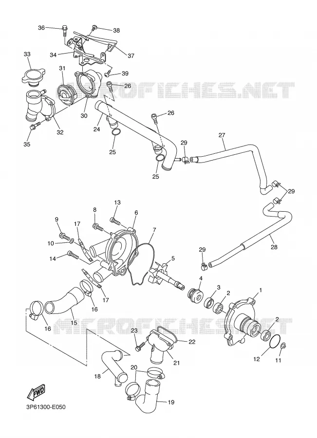 POMPE A EAU / DURITES Yamaha MOTO 1300 2008 FJR AS ABS  FJR1300AS