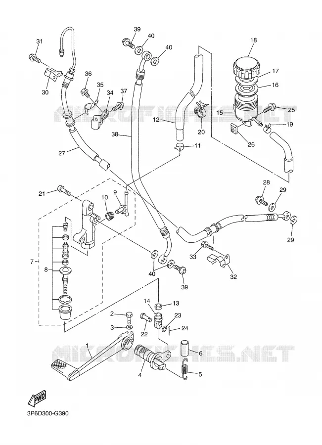 MAITRE CYLINDRE DE FREIN ARRIERE Yamaha MOTO 1300 2008 FJR ABS  FJR1300AX