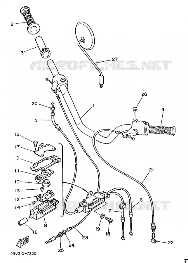 GUIDON ET CABLES Yamaha MOTO 50 1988 FS1  FS1