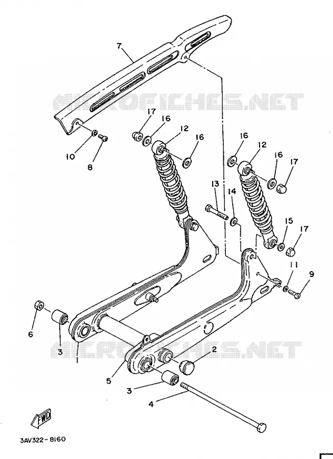 BRAS OSCILLANT / AMORTISSEUR Yamaha MOTO 50 1988 FS1  FS1